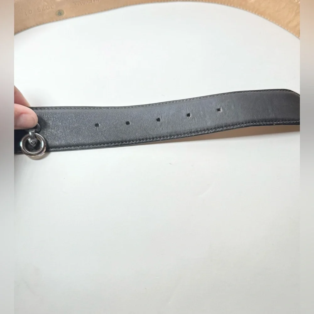 Via Condotti Black Belt with Gold and Silver Lion Buckle